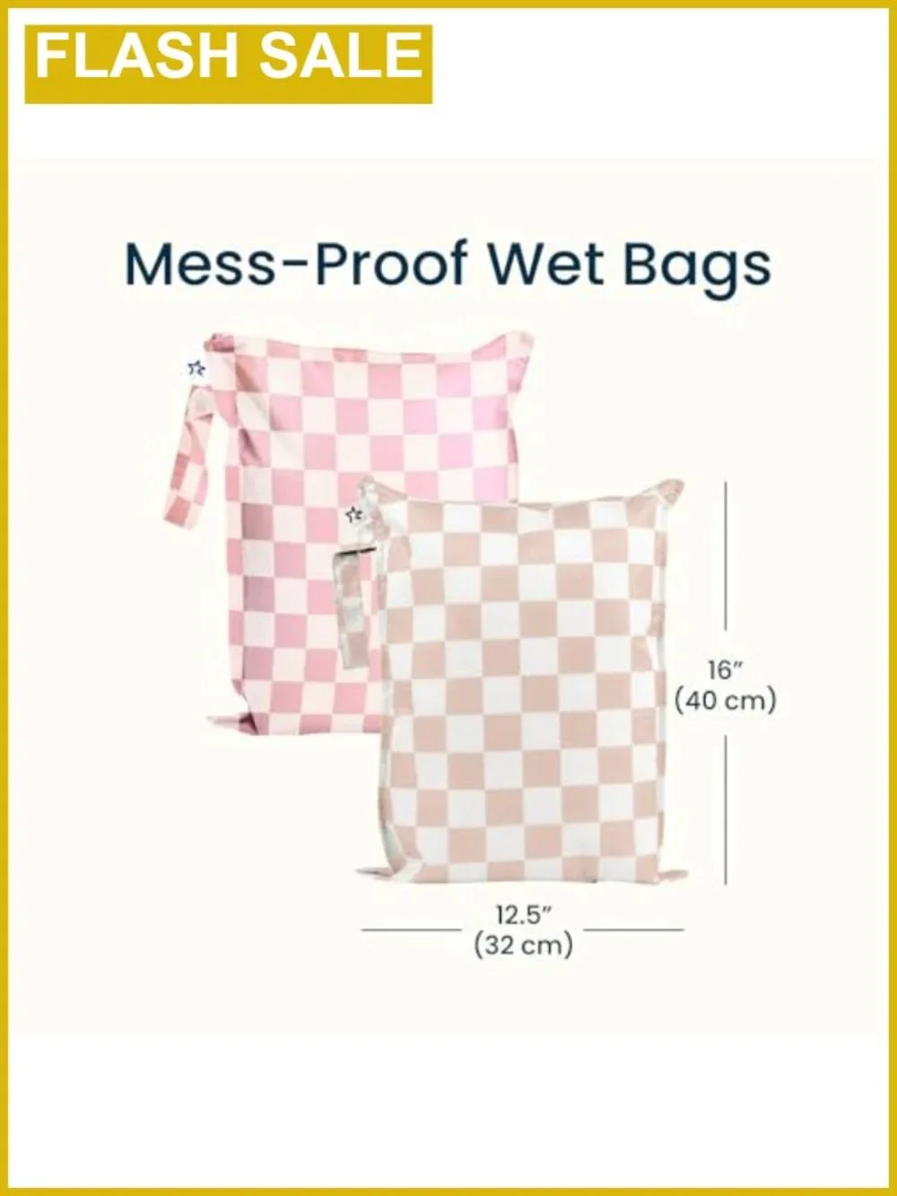 2-Pack Reusable Waterproof Wet Bags for Swimsuits & Baby Clothes